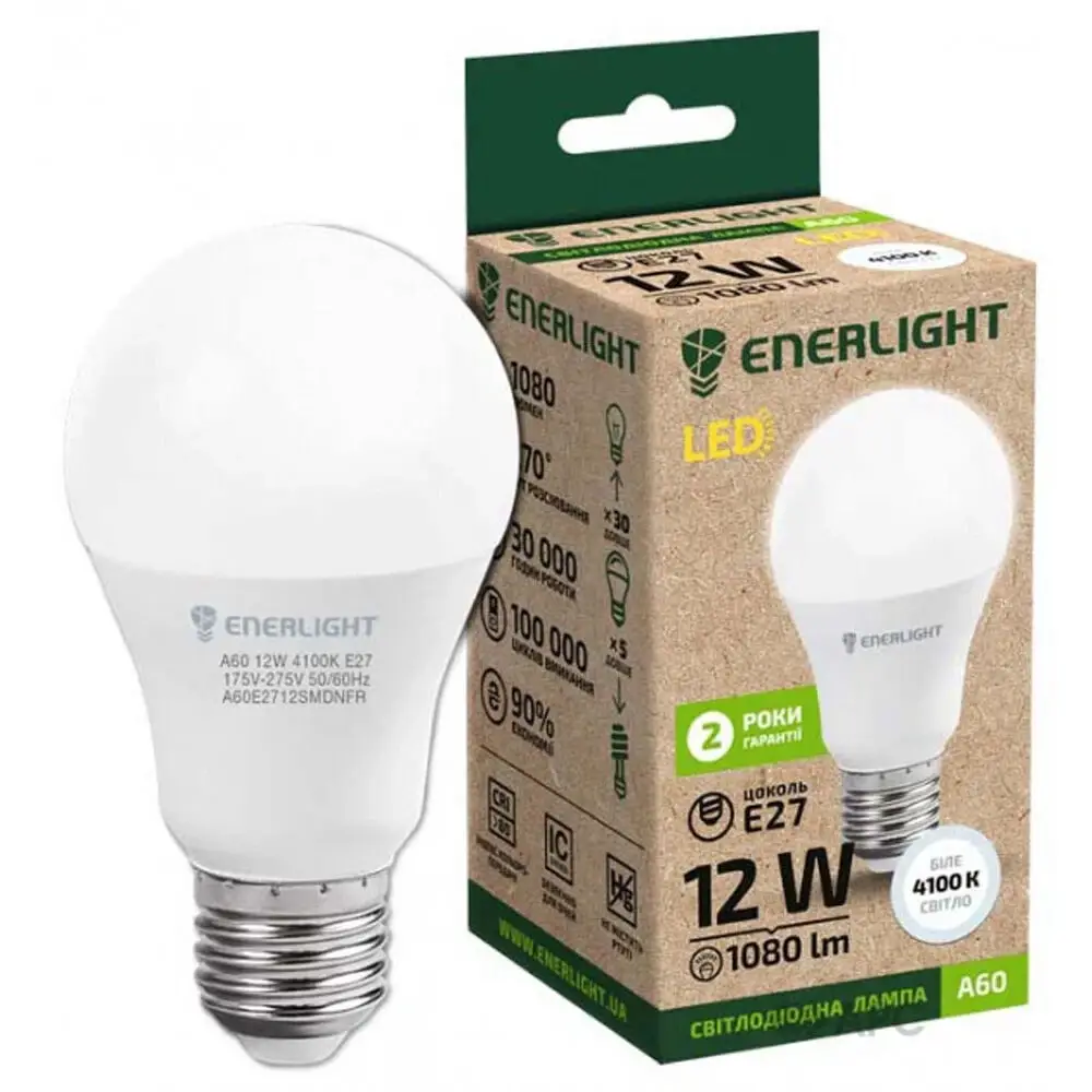 

Лампа светодиодная Enerlight A60 12W E27 4100K