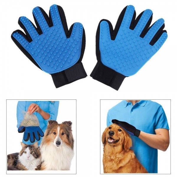 

Deshedding Glove для вычесывания шерсти животных перчатка для котов и собак True Touch чесалка (SH)