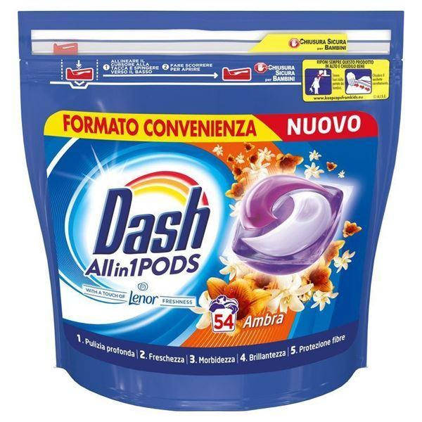 

Капсулы для стирки Dash All in 1 Pods Ambra (Универсал) Италия 54 шт