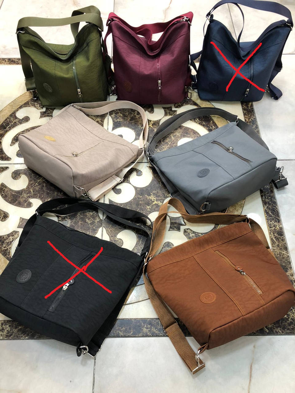 

Сумка-рюкзак стильная на молнии с карманом и длинным ремешком 35*30 см из плотной ткани в разных цветах Den, Разные цвета