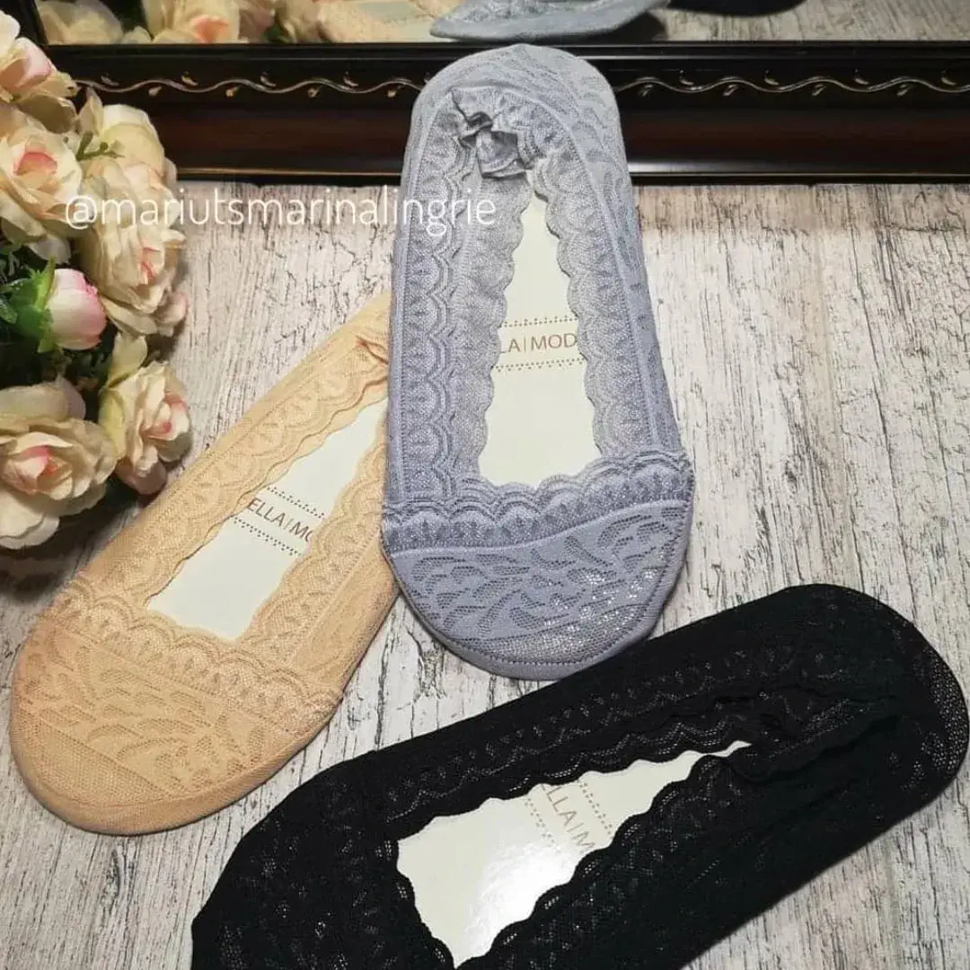 

Следки носочки Кружевные Размер универсальный 36-41 Цвет чёрный телесный серый