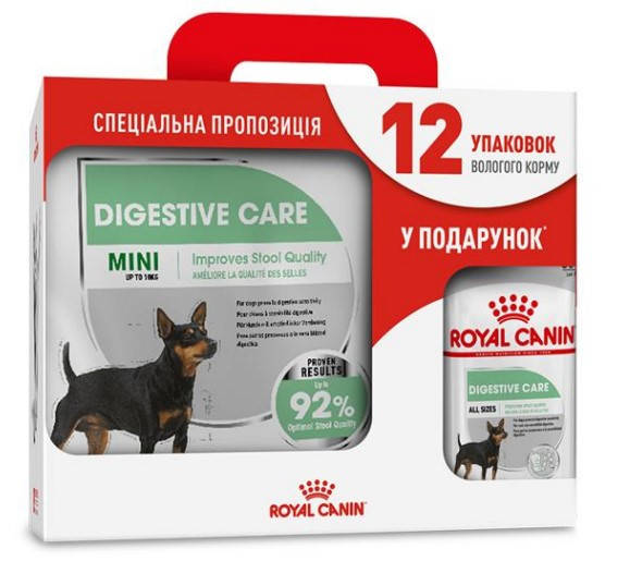 

Royal Canin Mini Digestive Care 3кг корм для чувствительных собак мини пород +12 паучей в подарок