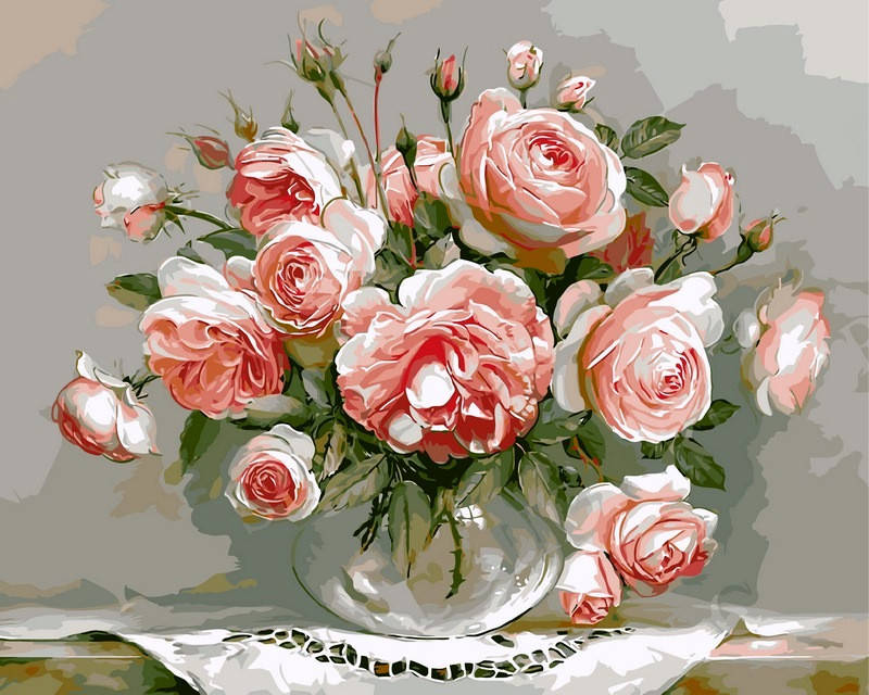 

Раскраска по номерам DIY Babylon Розовый букет худ Бузин Игорь (VP327) 40 х 50 см