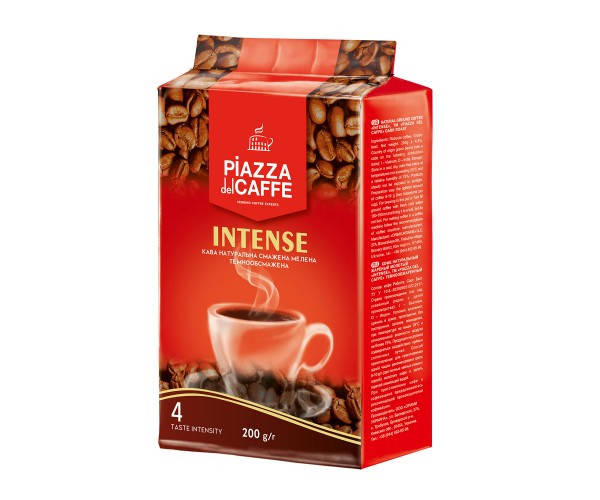 

Кава натуральна смажена мелена «Intense», 200 г ТМ «Piazza del Caffe»