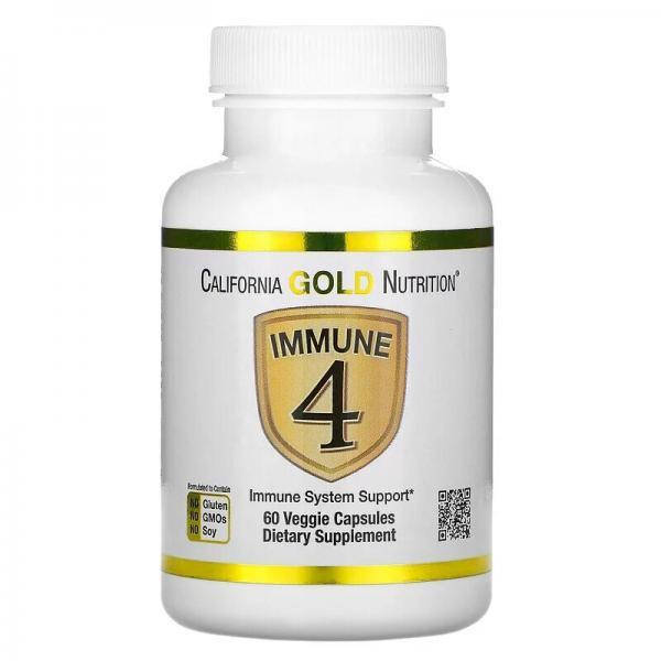 

California Gold Nutrition, Immune4, средство для укрепления иммунитета, 60 растительных капсул