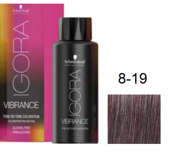 

Краска для волос Schwarzkopf igora Vibrance безаммиачная 8-19 Светлый русый сандрэ фиолетовый 60 мл