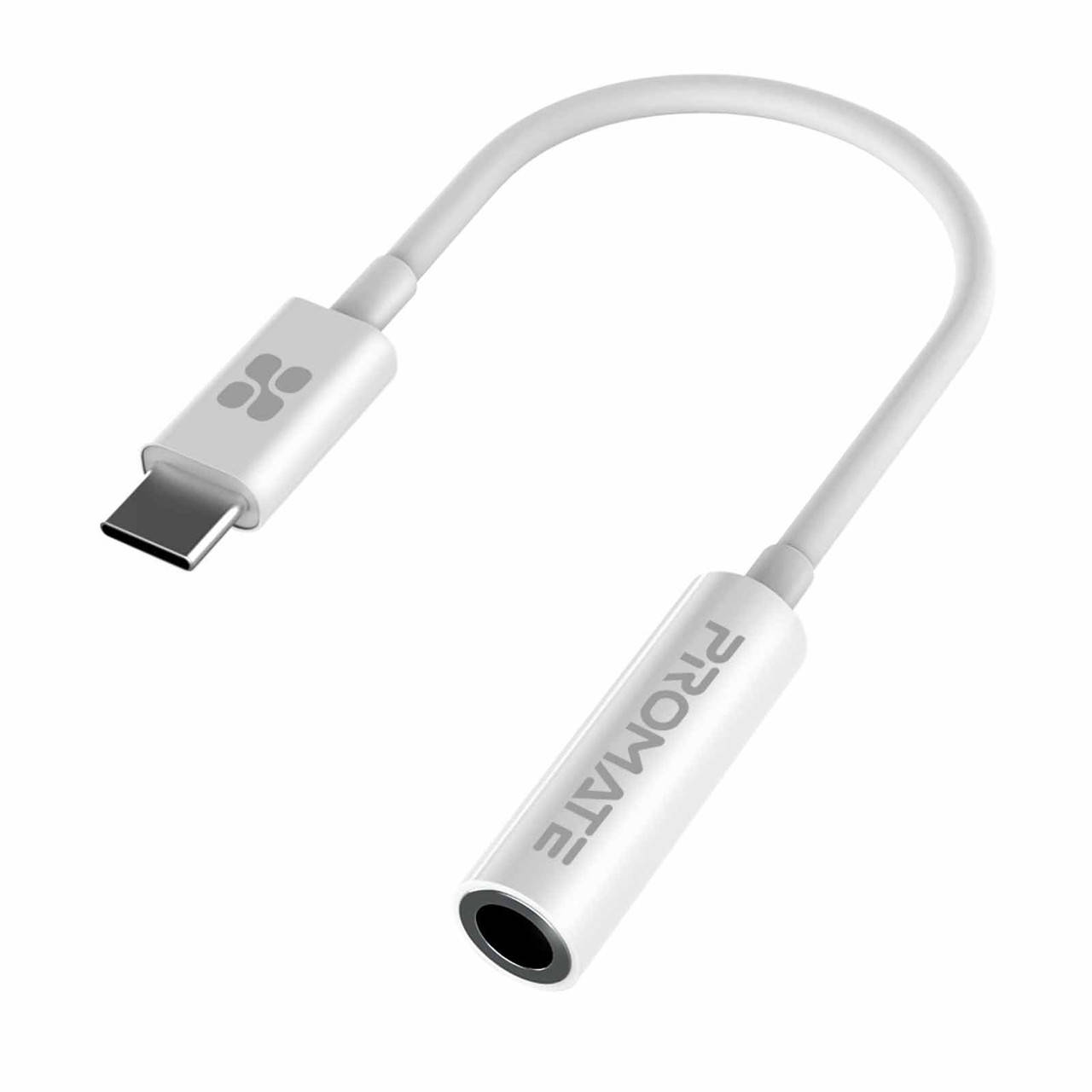 

Переходник Promate AuxLink-C USB-C/AUX 3.5мм 0.12 м White, Белый