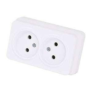 

Розетка двойная Gunsan Misya наружная белая