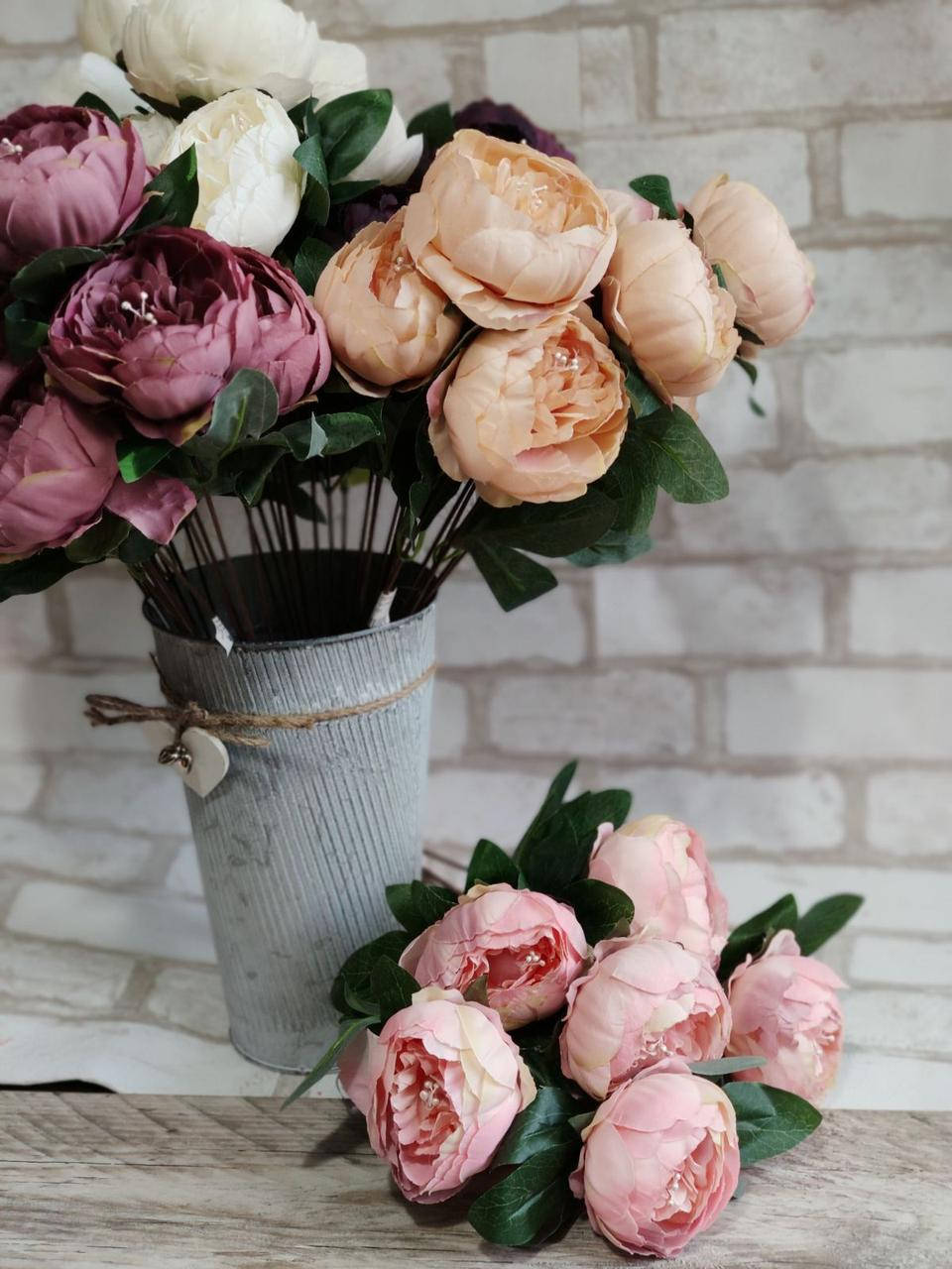 

Пионы интерьерные искусственные, 8 веточек, h-53 см, 205/175 (цена за 1 шт.+30 грн.) розовый