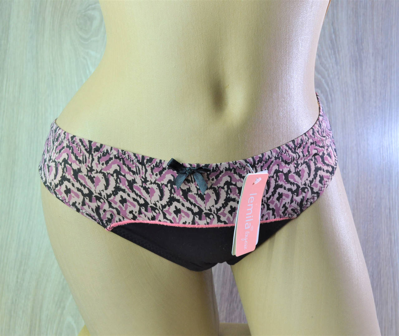 

Трусики Lemila оригинальный принт микрофибра черные+коричневый (31313), Черный