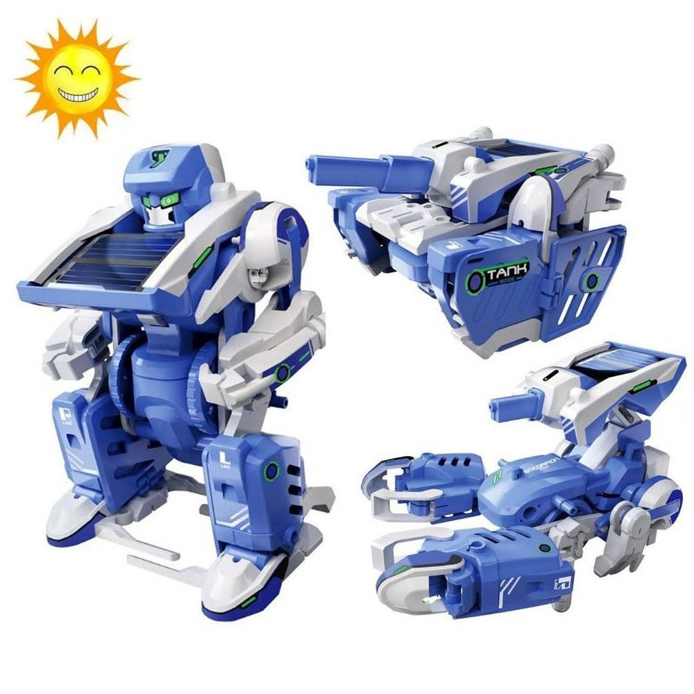

Конструктор на солнечной батарее Solar Robot 3в1 робот, танк, скорпион / Интерактивная игрушка трансформер, Синий