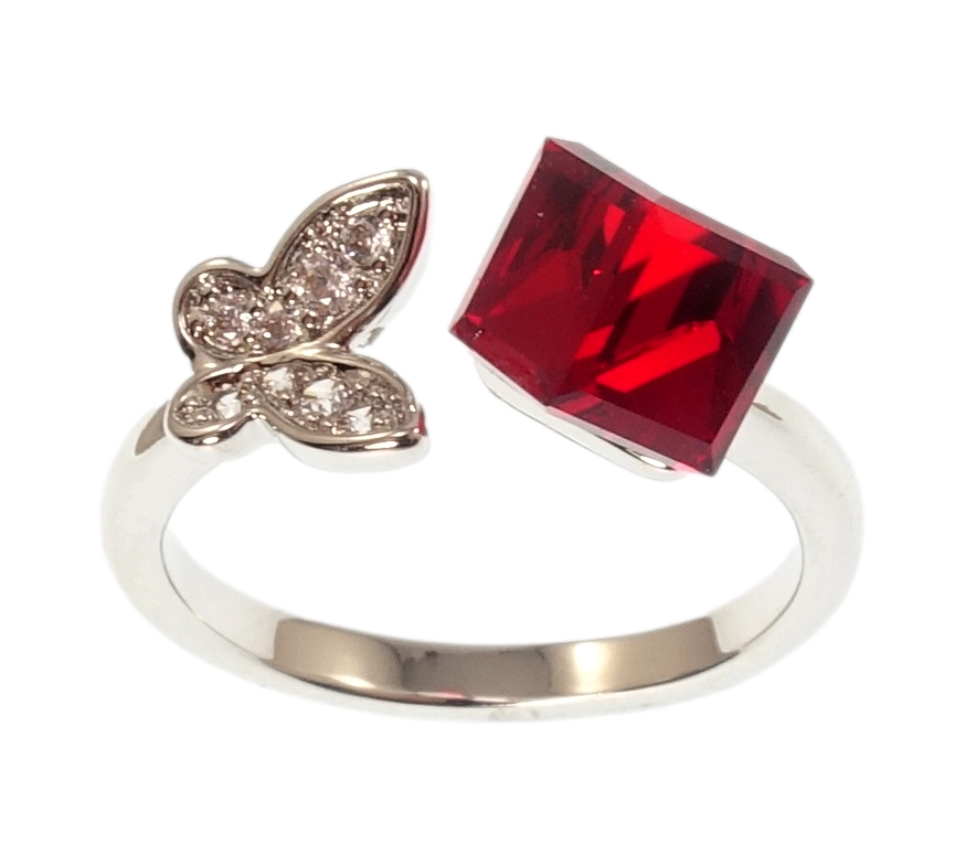 

Кольцо Xuping Родий с кристаллами Swarovski "Бабочка с кристаллом Siam" р.17-18