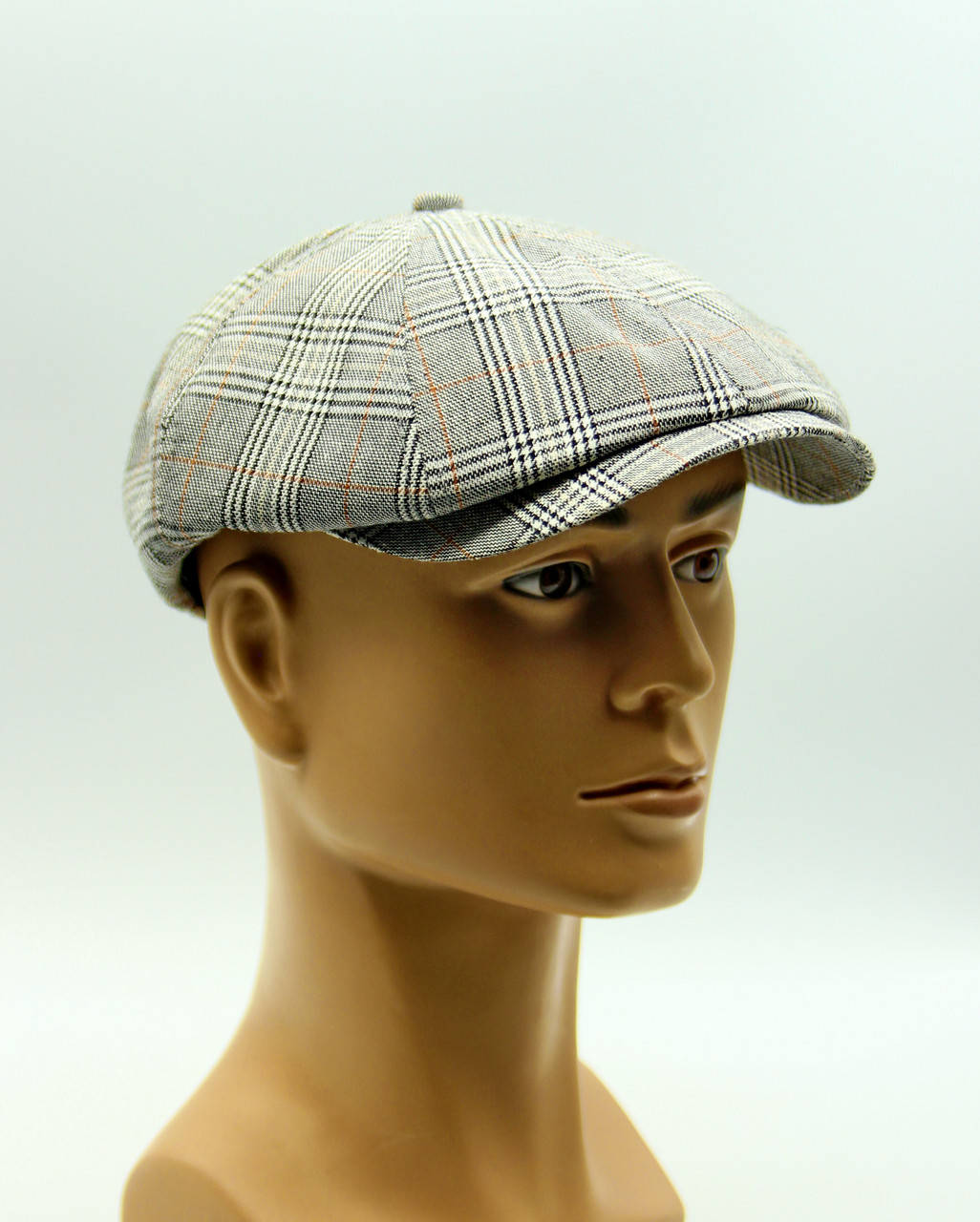 

Кепка восьмиклинка хулиганка светло серая в клетку., Серый