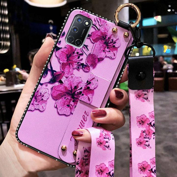 

Чехол Lanyard для OPPO A52 бампер с ремешком Rose