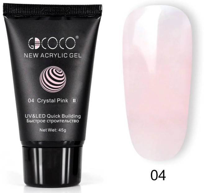 

Акрил-гель GDCOCO №04 UV/LED 45 г, crystal pink, Розовый