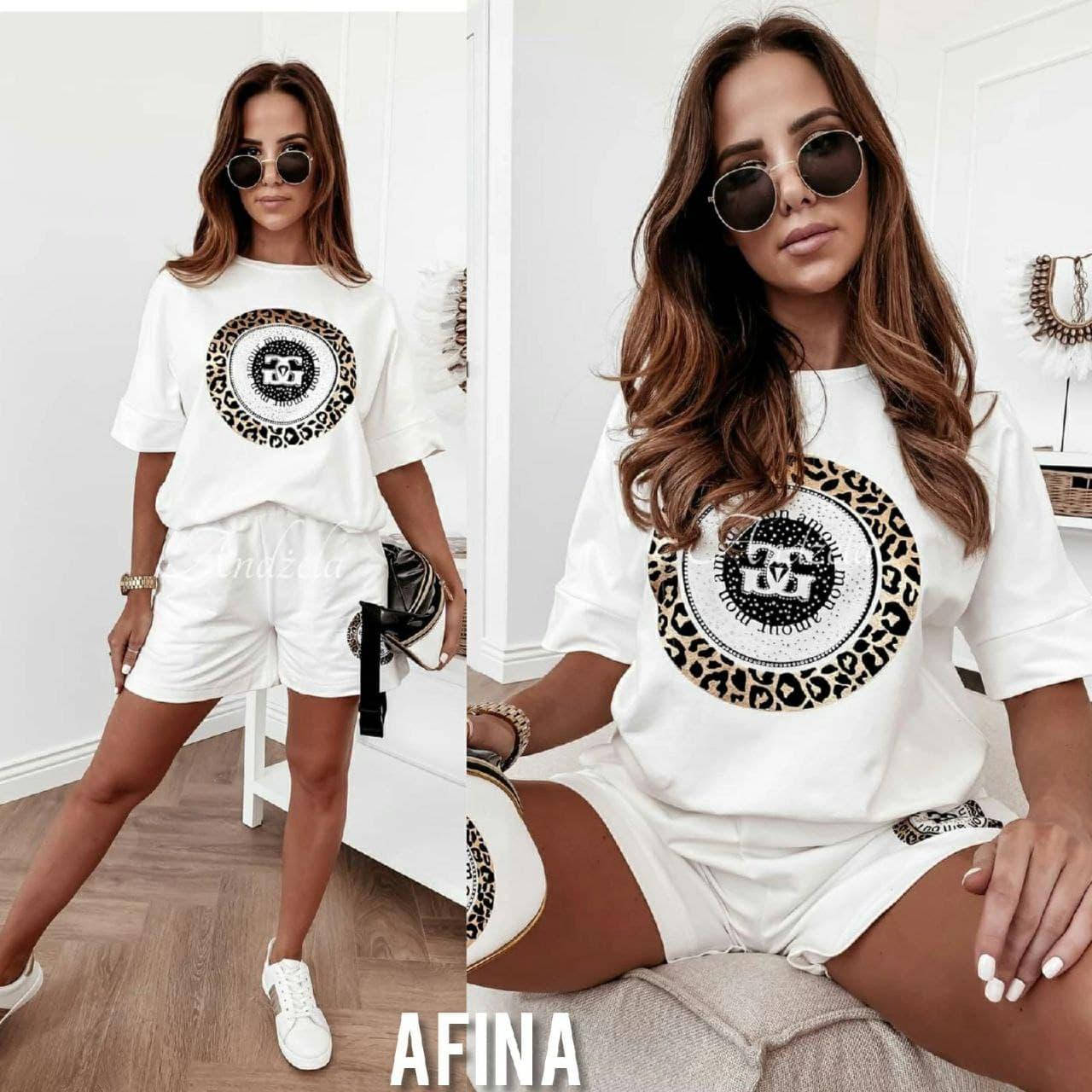 

Женский спортивный костюм с футболкой и шортами Белый, 44-46