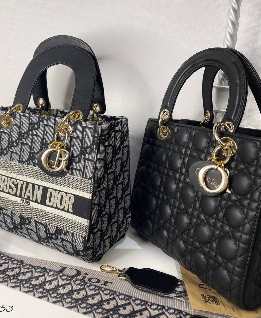 

Модная женская черная сумка Christian Dior Кристиан Диор с ручками, Черный