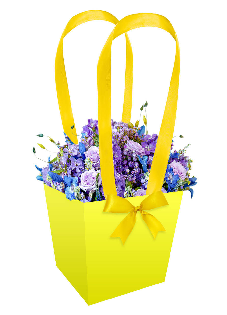 

Бумажная сумка-трапеция для букетов и горшечных цветов желтая, Желтый