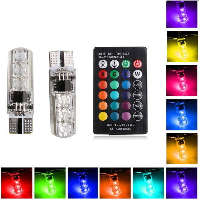 

LED лампы на пульте габаритные огни Страбоскопы ДХО Лампочки RGB T10