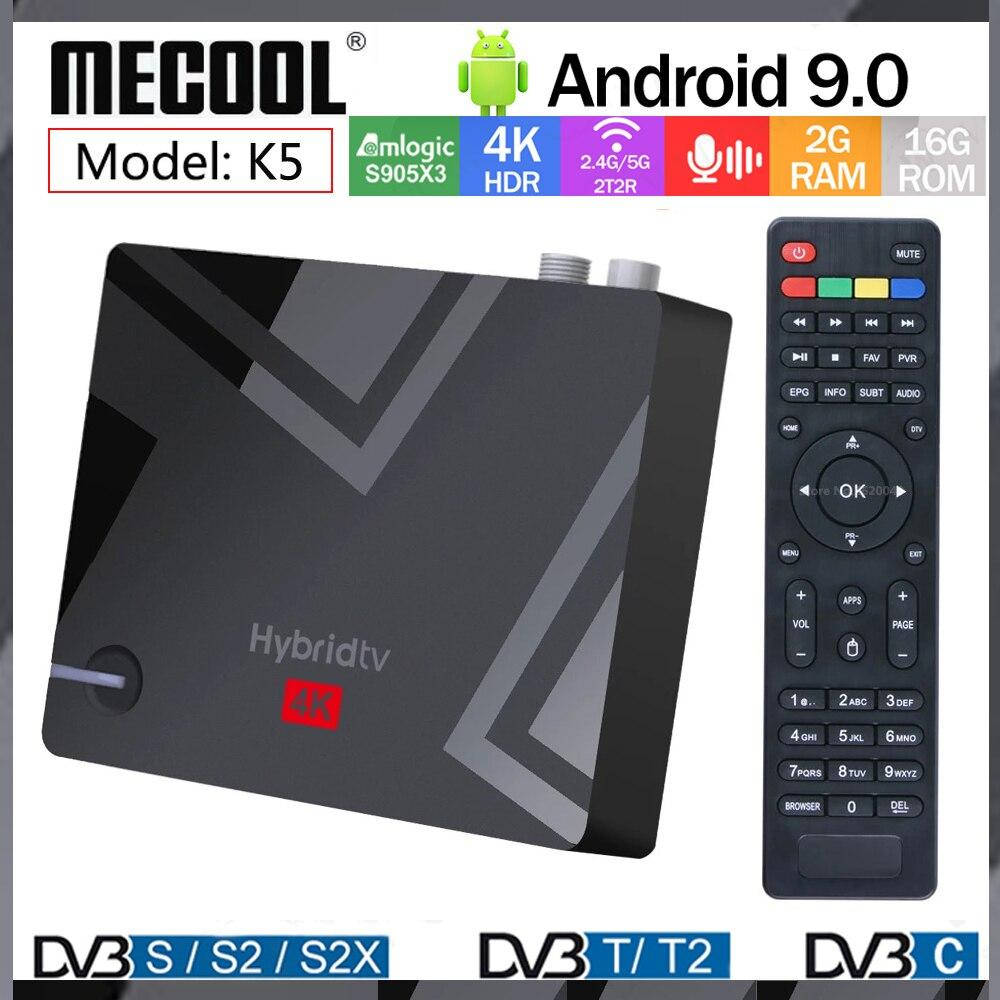 

⫸SmartTV Mecool K5 Hybridtv 2/16 android 9 s905x3 Amlogic T2 S2 SmartTV DVB-T2 + DVB-S2 + DVB-C
