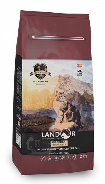 

LANDOR Cats Indoor (31/14) для домашних кошек с уткой и рисом 0,4 кг