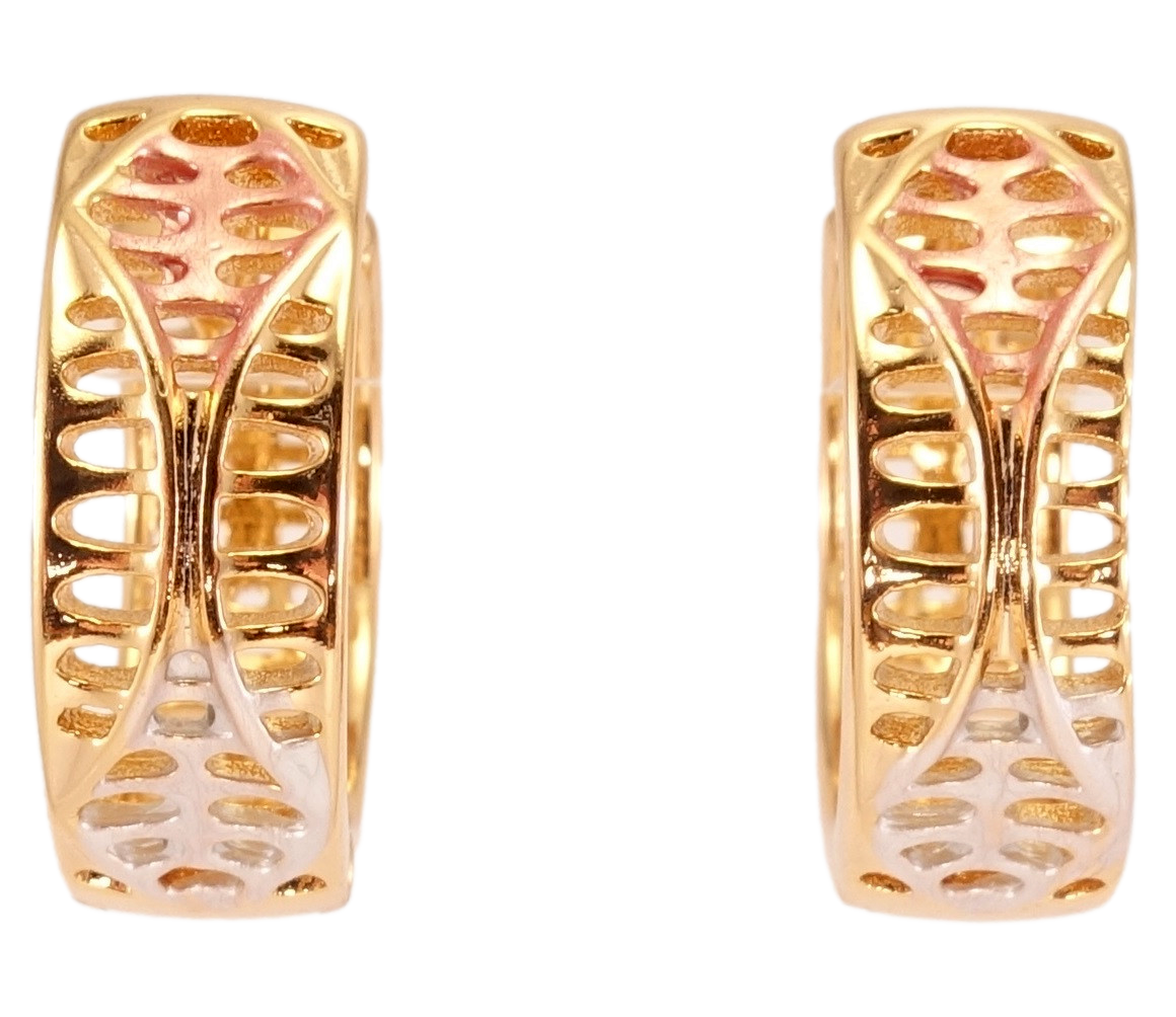 

Серьги Xuping Позолота 18K колечки "Резной узор с перламутровой эмалью"