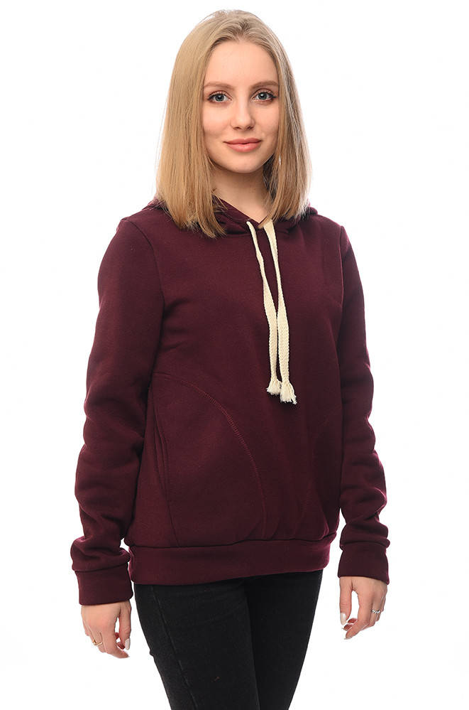 

Худи женский на флисе бордо 142593S, Бордовый