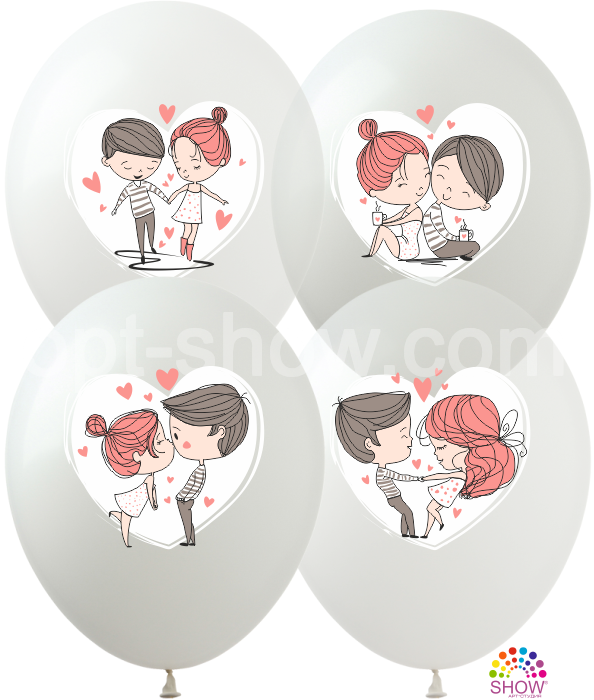 

Латексные шары 12" (30 см) с рисунком " Love is..." 10 шт, Разные цвета