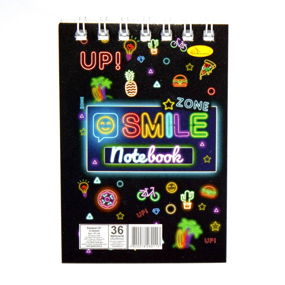 

Блокнот пруж. верх. A7 36арк. кліт. карт. "Апельсин" лак №Л7-36(60)