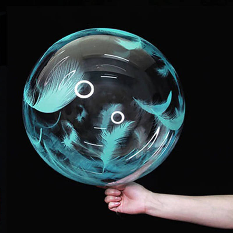 

Надувной шар Bubbles прозрачный перья голубые 18"(45см) Китай, Голубой