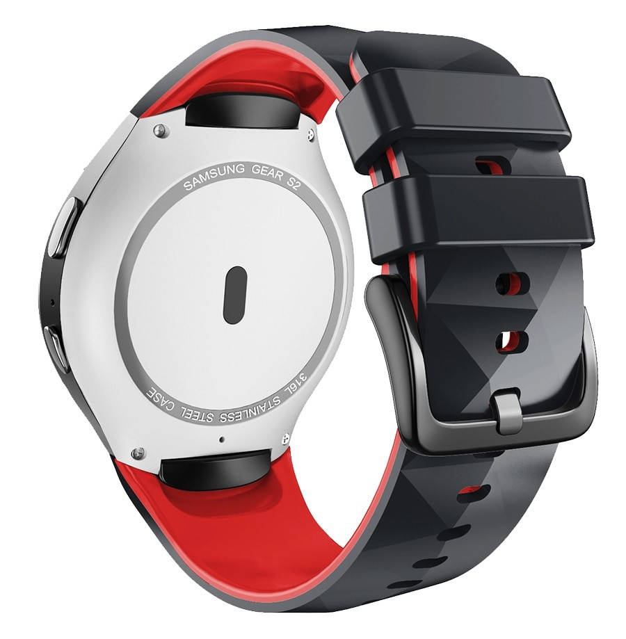 

Силиконовый ремешок для часов Samsung Gear S2 SM-R720/SM-R730 Черно-красный