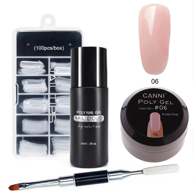 

Набор полигеля (акрил-геля) CANNI №06, nude pink, Розовый