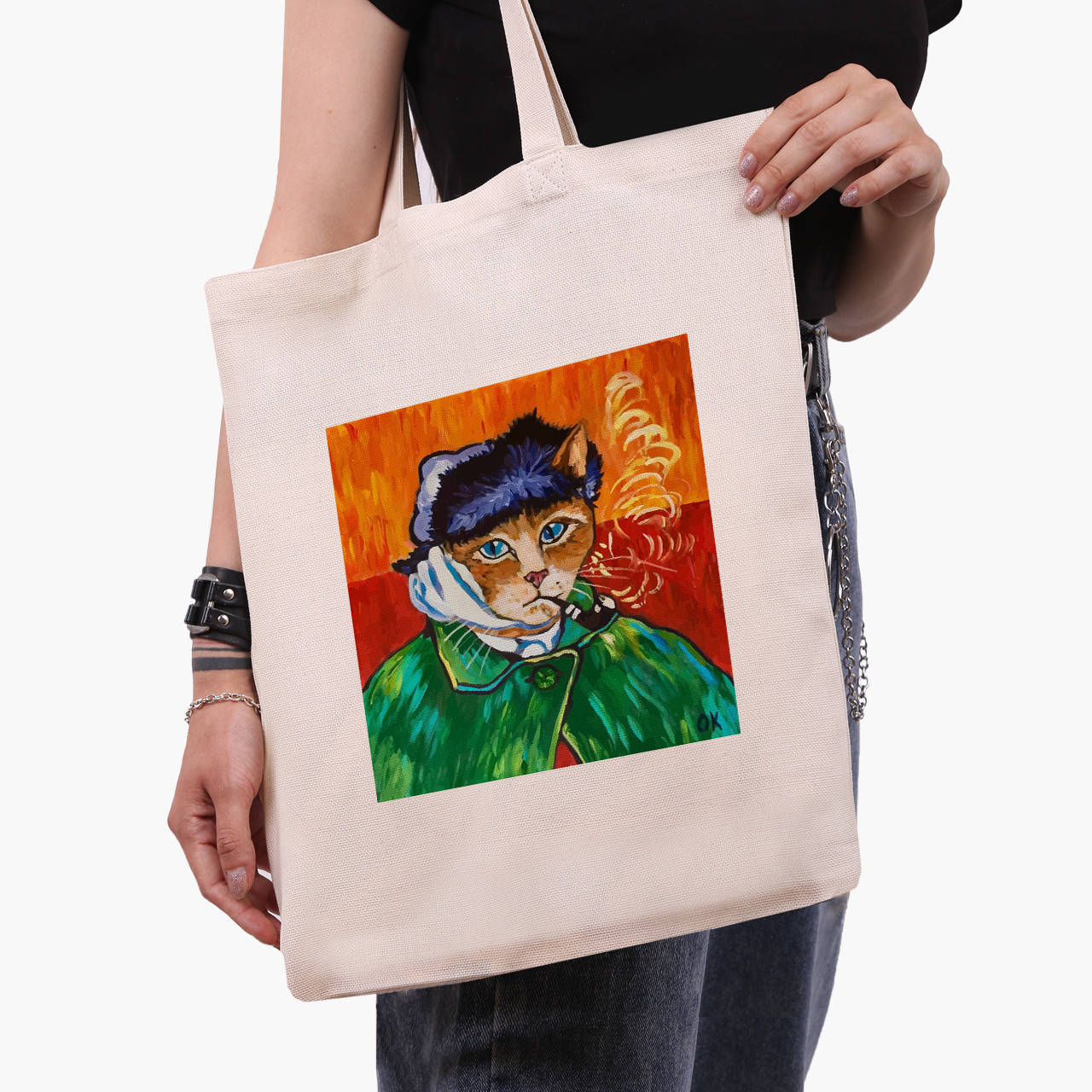 

Эко сумка Кот Винсент Ван Гог (Vincent van Gogh Cat) (9227-2958) бежева классическая, Белый