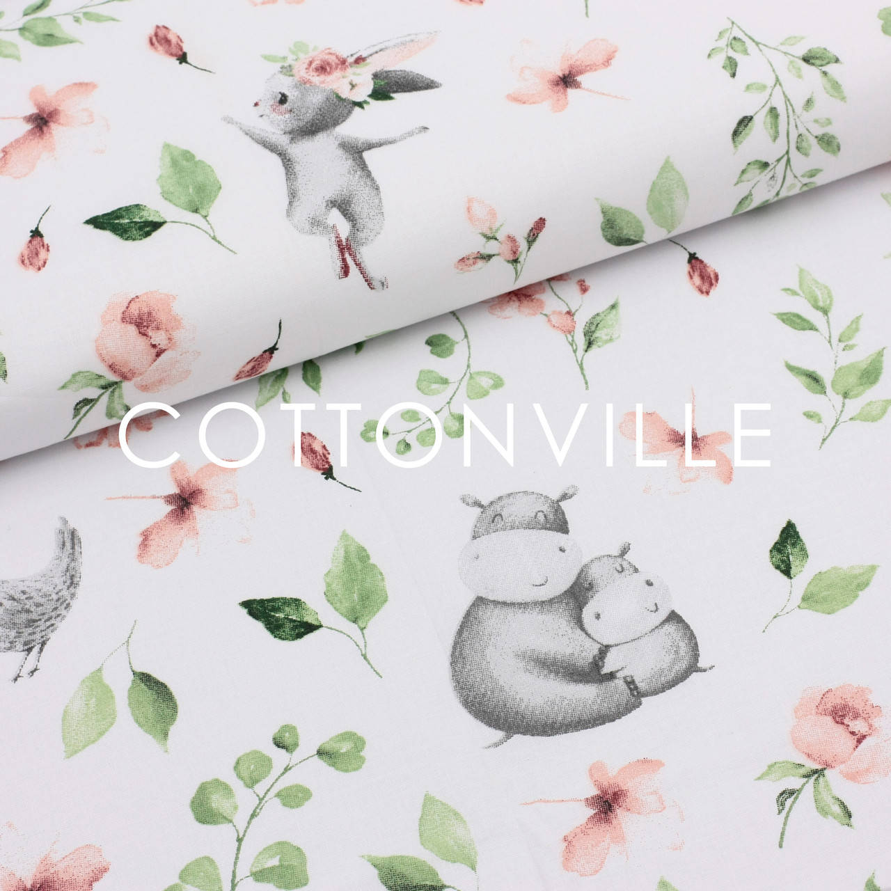 

Бязь Бегемотики в цветах, Разные цвета