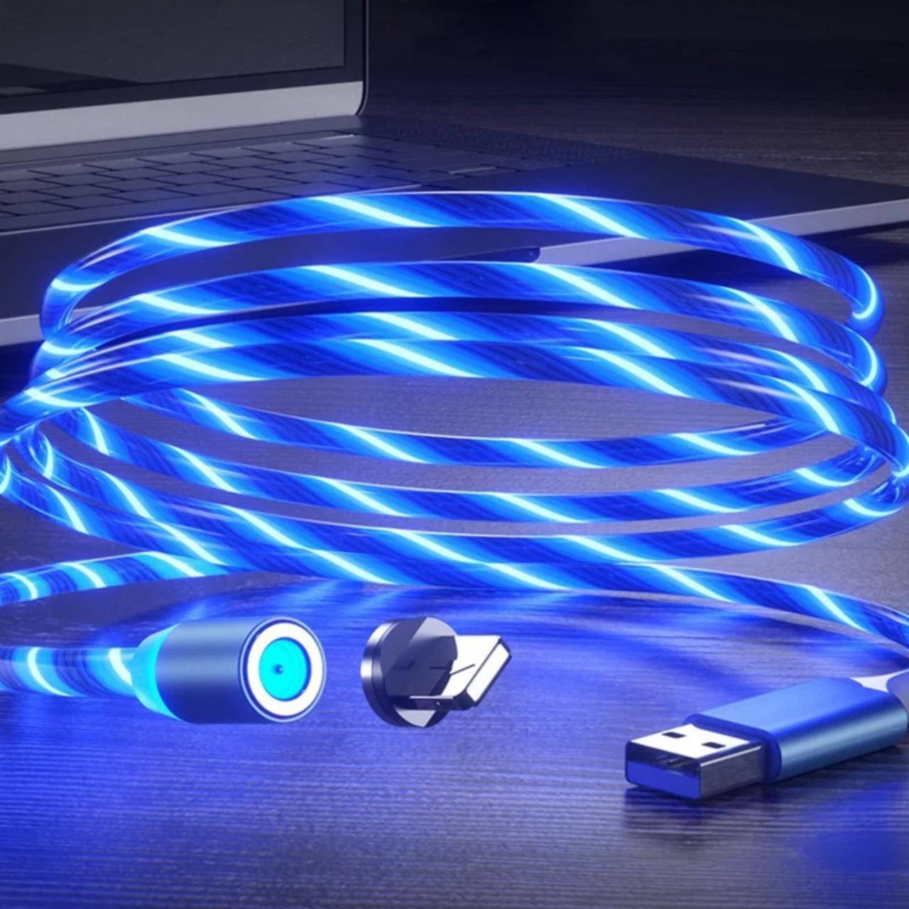 

Магнитный светящийся кабель USB для зарядки телефона Lightning с подсветкой LED синий - Супер!!!