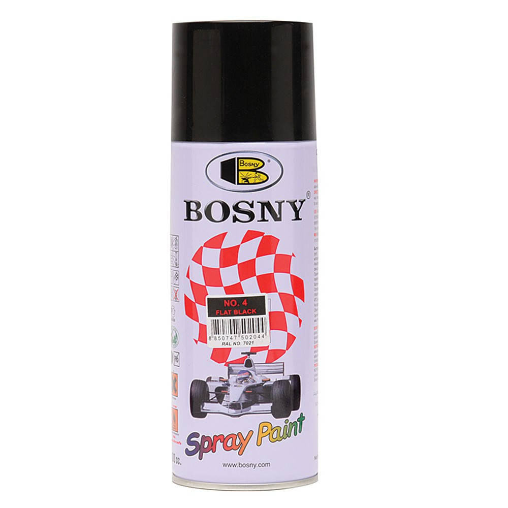 

Краска аэрозольная акриловая Bosny №4 черная матовая 400 ML, Черный