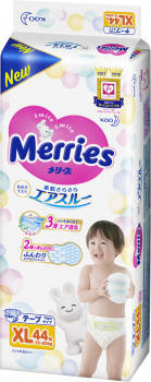 

Японские подгузники Merries (Мерриес) XL (12-20kg) 44шт.