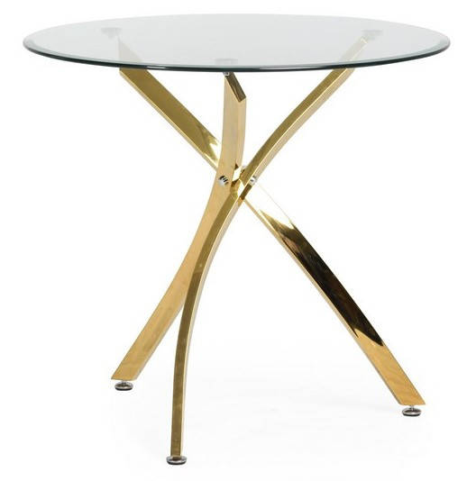 

Стол круглый стеклянный прозрачный нераскладной T-317 clear gold от ТМ VetroMebel