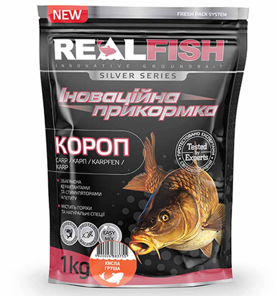 

Прикормка для рыбалки REAL FISH Карп КИСЛАЯ ГРУША, 1 кг