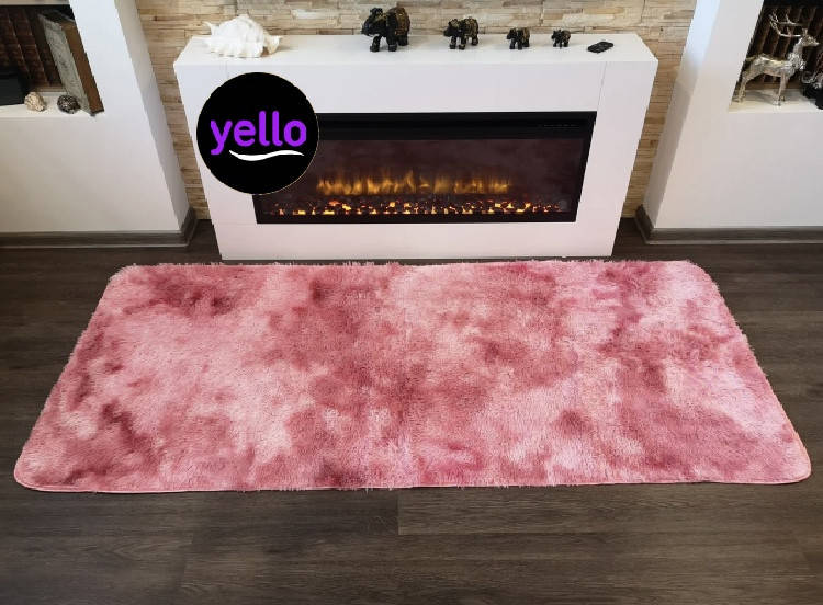 

Розовой меховый ворсистый коврик Травка 200х90 | Прикроватный коврик с длинным ворсом