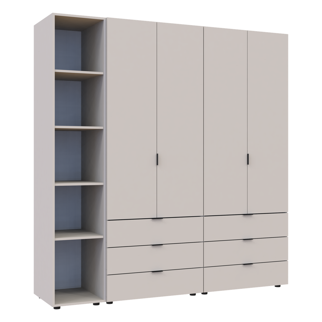 Розпашна Шафа для одягу Doros Гелар з Етажеркою Кашемір 2+2 ДСП 193.2х49.5х203.4 (80737649) 5