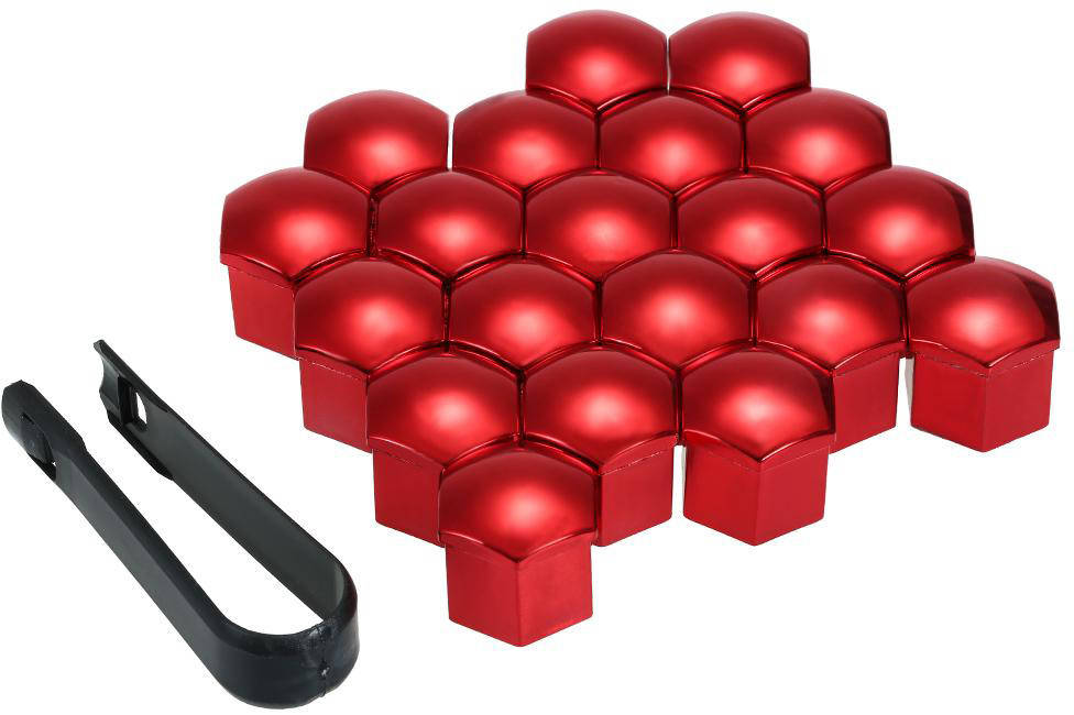 

Колпачки на колесные болты 21 мм (20 шт + съемник) Red, Красный