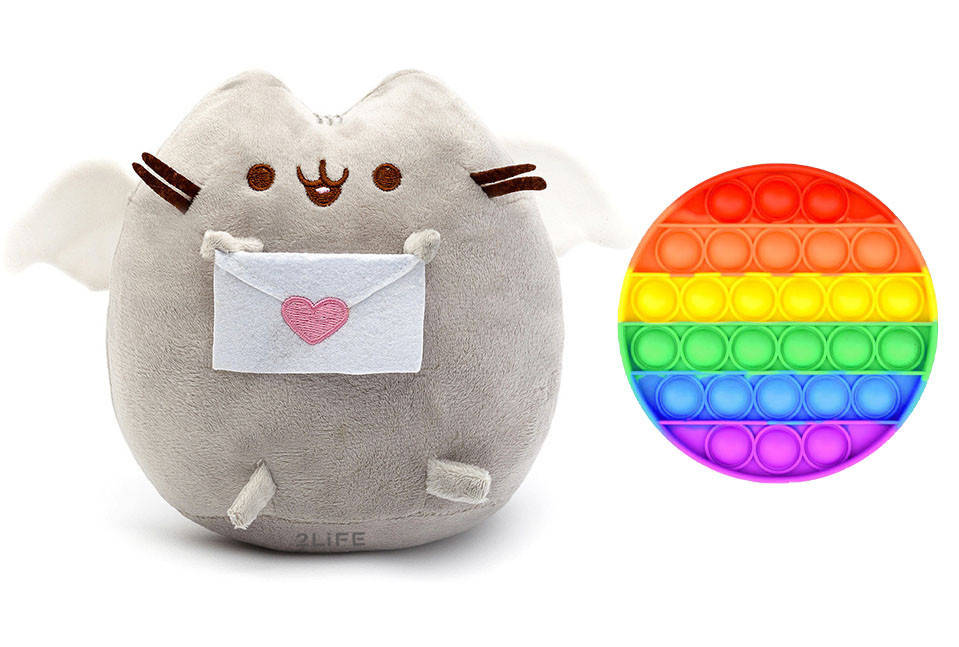 

Набор мягкая игрушка кот с письмом Пушин кэт Cерый и Игрушка антистресс Pop It круг (n-1236), Серый