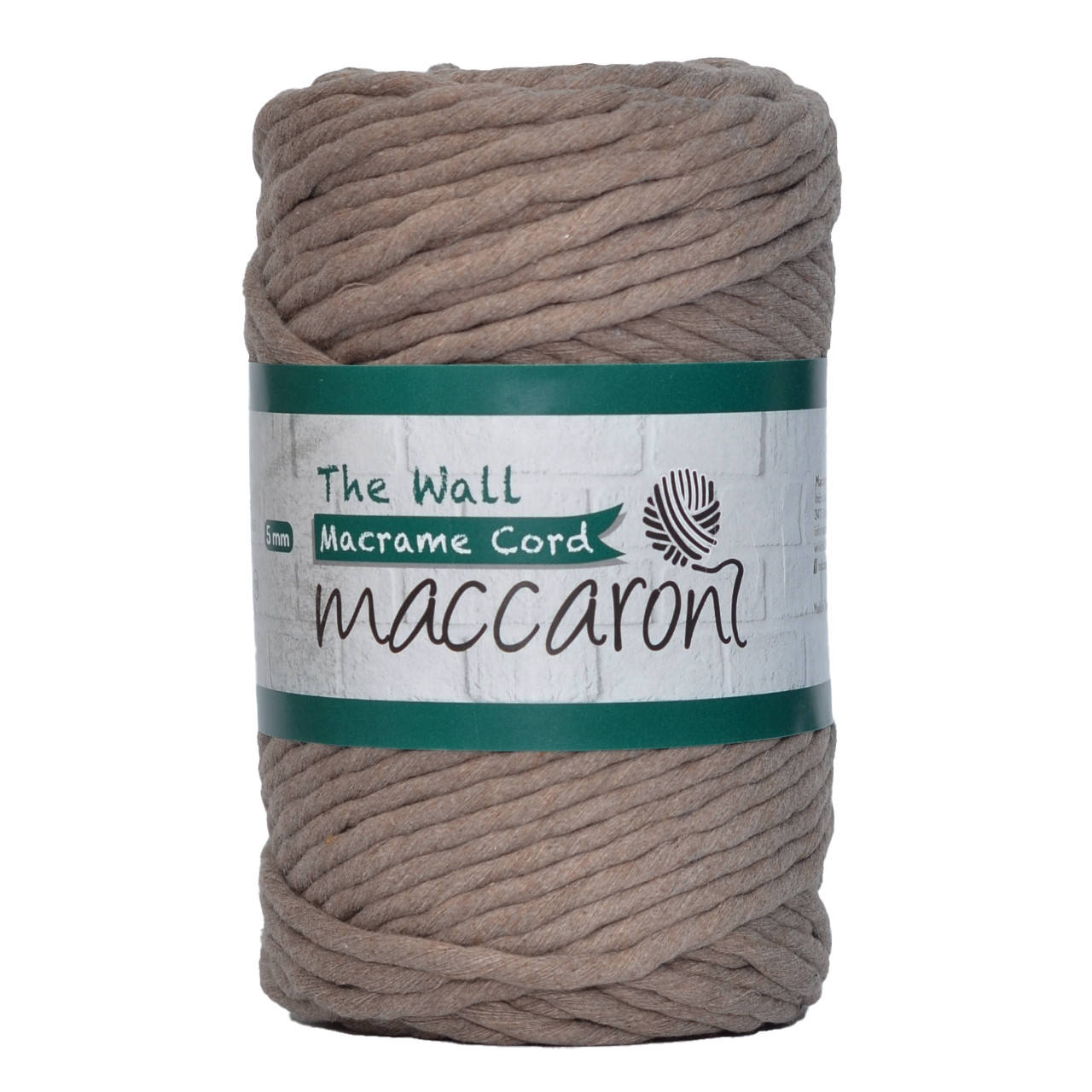 

Хлопковый шнур Maccaroni Macrame the Wall 5 mm Капучино темный