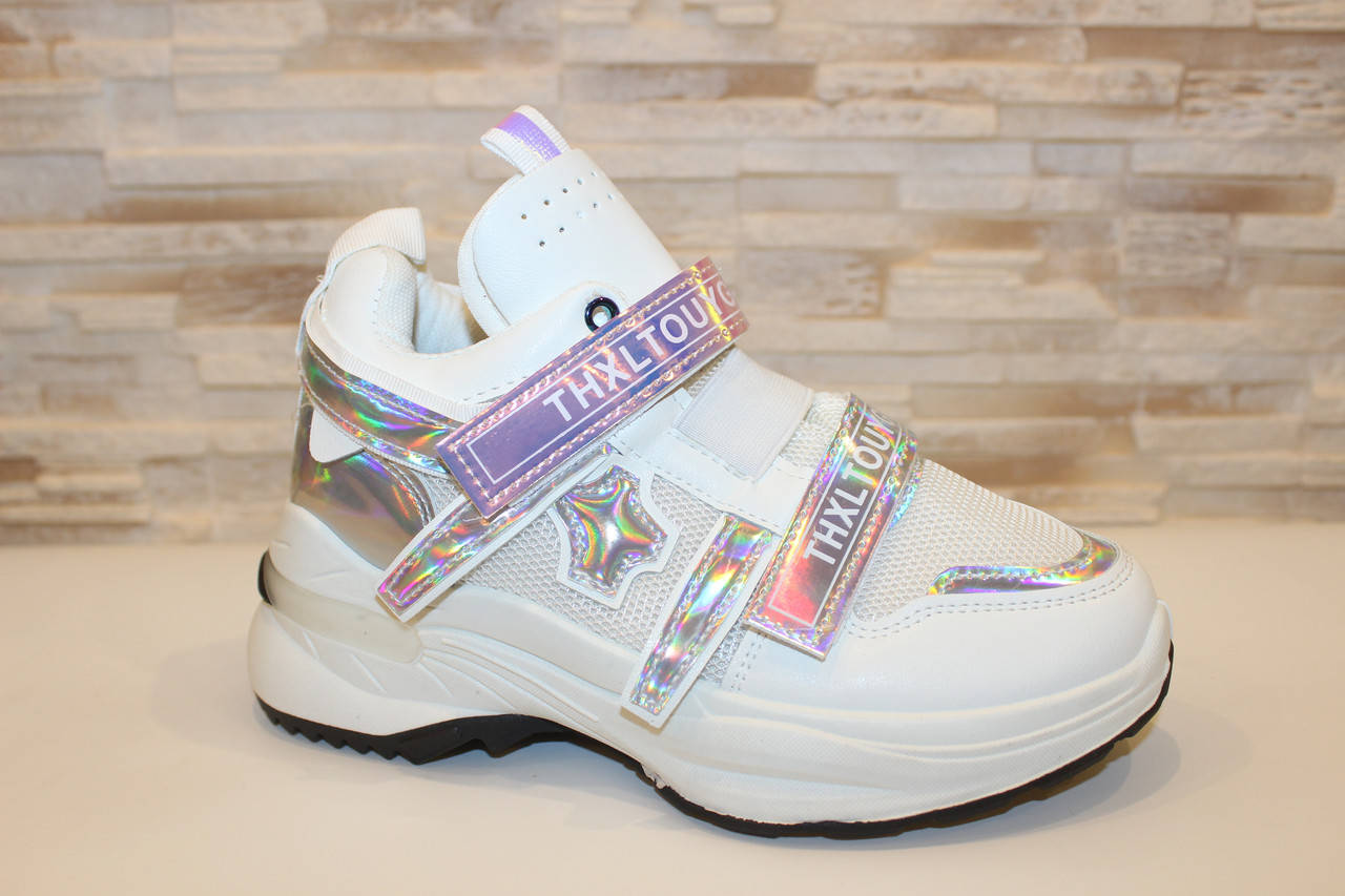 

Кроссовки женские белые на липучках Т1410, Белый