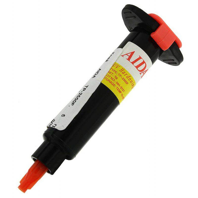 

Клей ультрафиолетовый Aida TP-2500F 5мл, в чёрном шприце, для приклеивания стекол