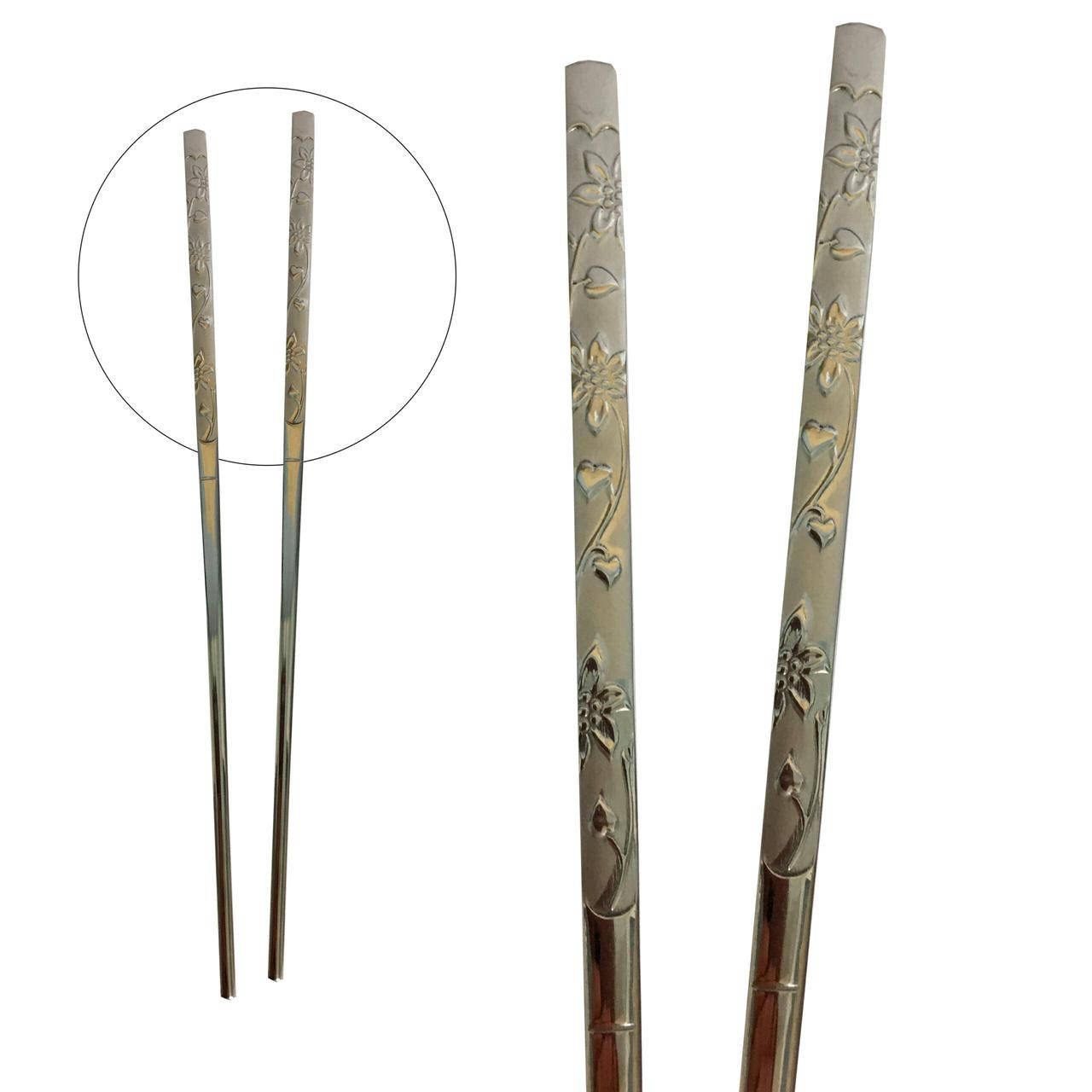 

Корейские палочки для еды - Цветы, Серый