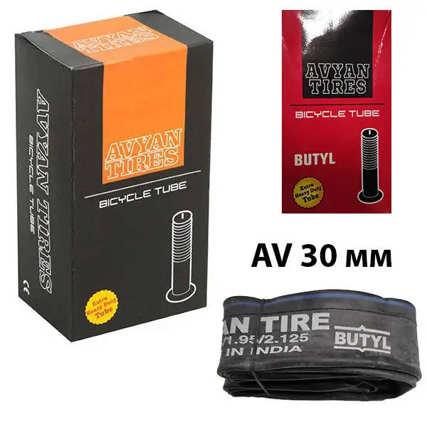 

Камера велосипедная Avyan 20 x 1,75 / 2,125 вентиль AV 30 мм ( Индия)