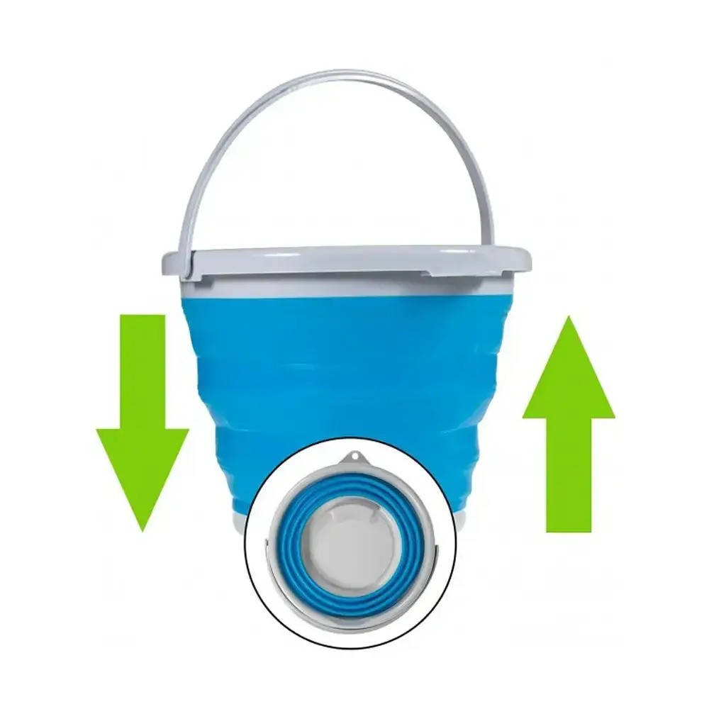

Складное силиконовое ведро 10 л Collapsible Bucket / Компактное походное ведро Голубой