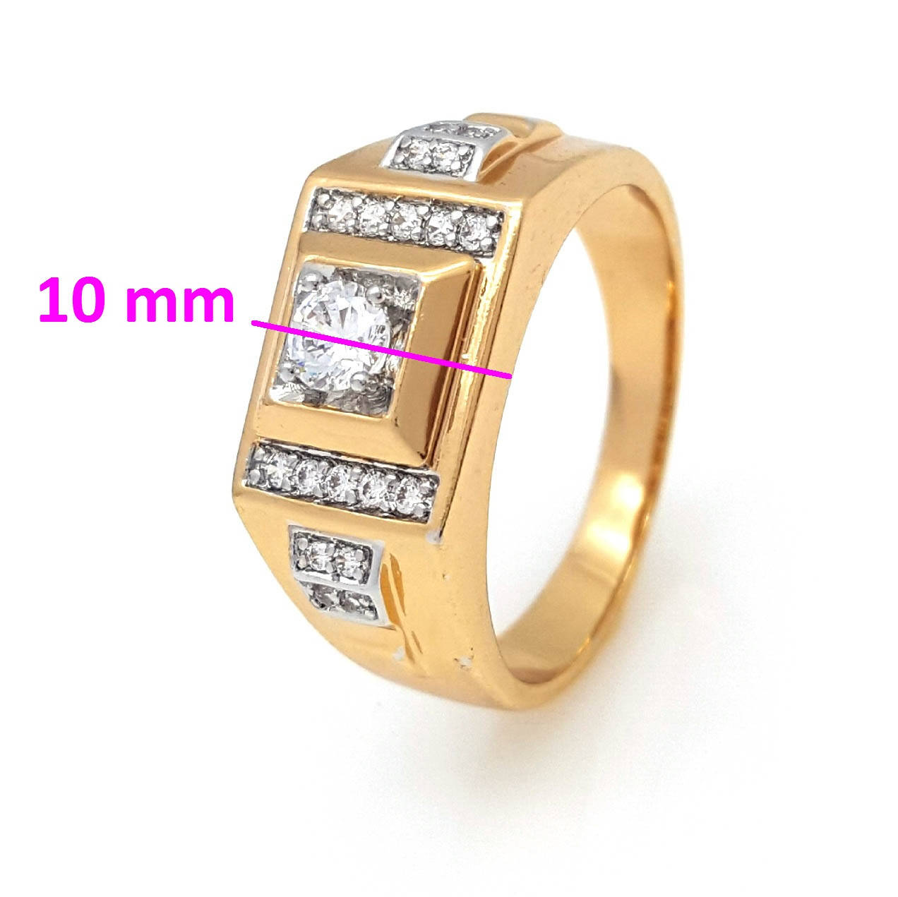 

Кольцо Печатка в камнях, p. 19,5 позолота + родий, медицинское золото, 18К